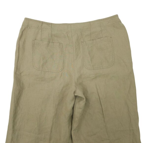 Chicos Linen Pants Women Size 1 US M/8 MId Rise Wide Leg Slash Pockets Tan Khaki - Picture 12 of 16